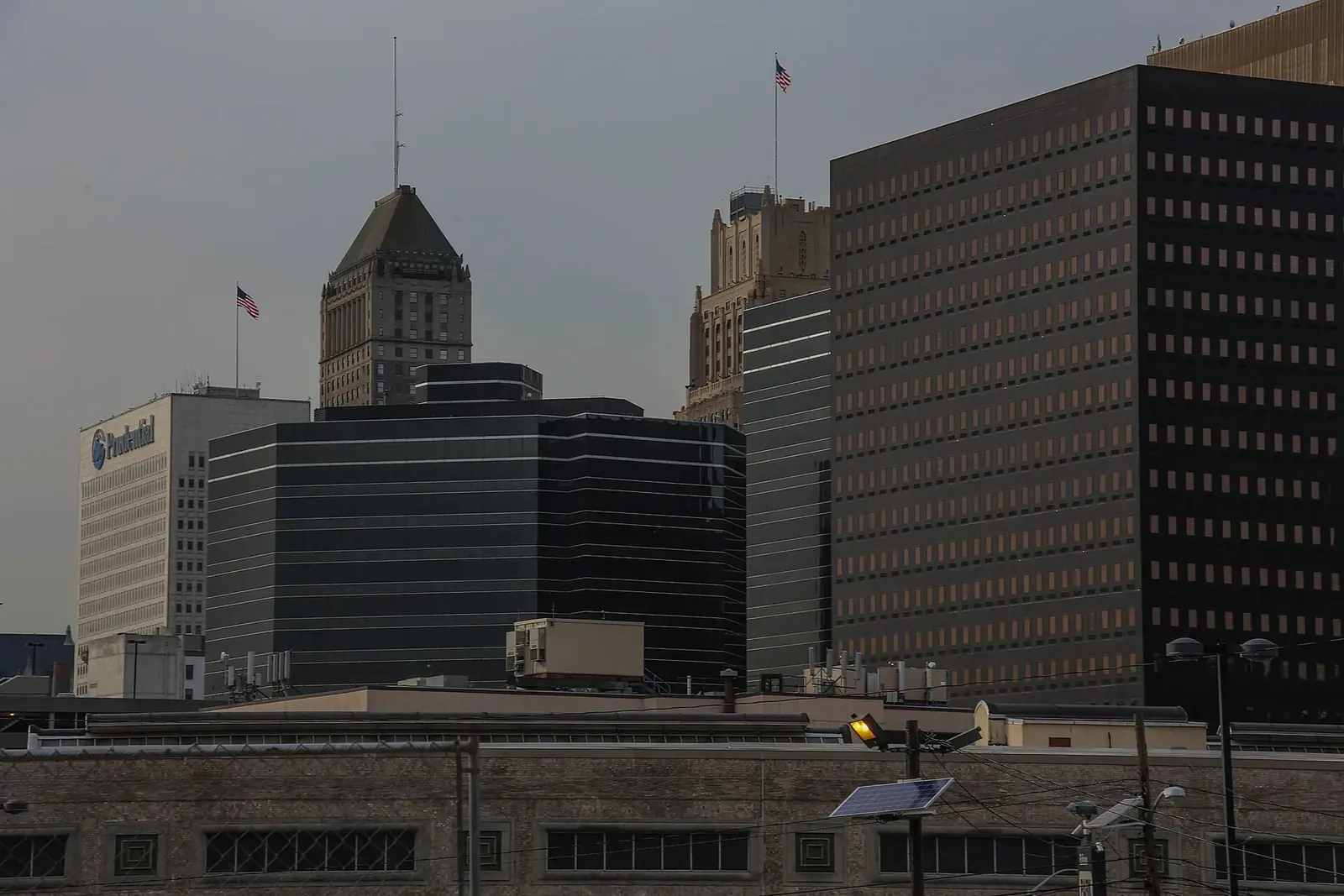 Downtown Newark, New Jersey office buildings seen from street level